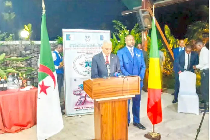 L'ambassadeur algérien prononçant son discours en présence du ministre Denis Christel Sassou Nguesso